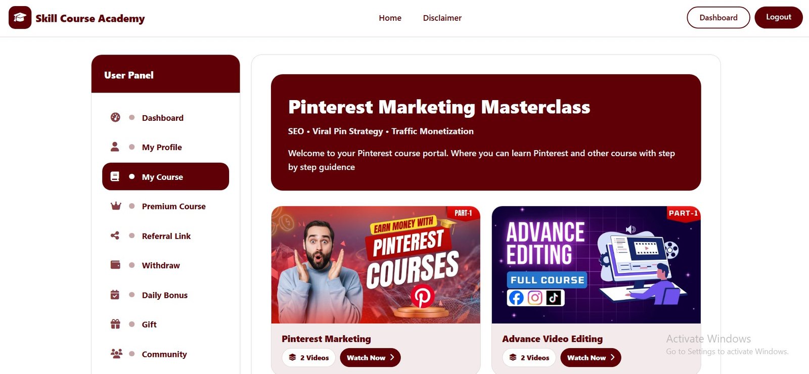 Skill Course Academy (LMS)